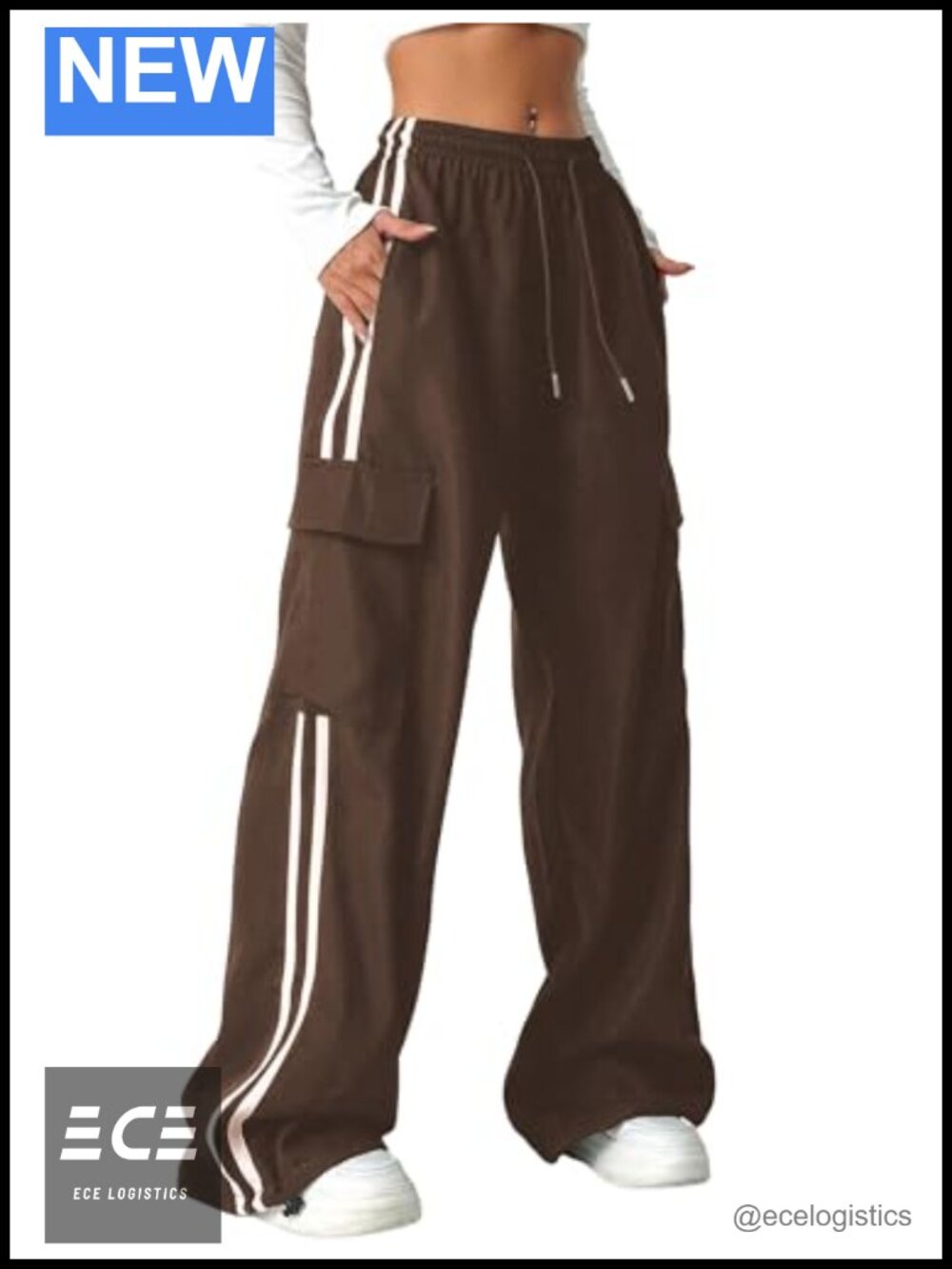 ZAFUL Parachute Pants Wide Leg Cargo Sweatpants High Waist Y2K